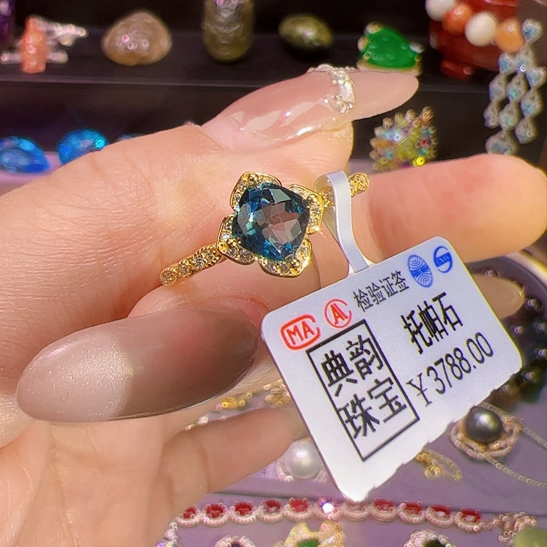 托帕石戒指银S925镶嵌