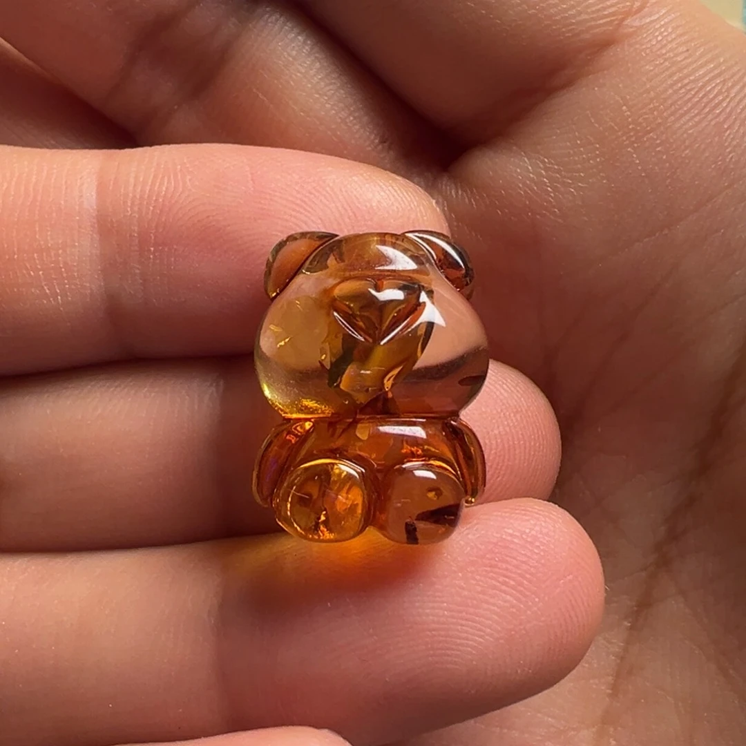 琥珀（花珀）颈饰未镶嵌小熊（打孔不退换）