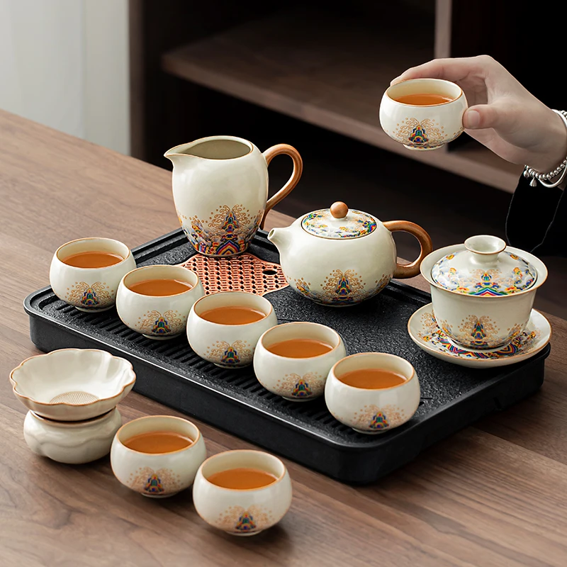 唐仙汝窑功夫茶具套装泡茶专用泡茶壶年轻人喝茶茶具茶杯家用新款