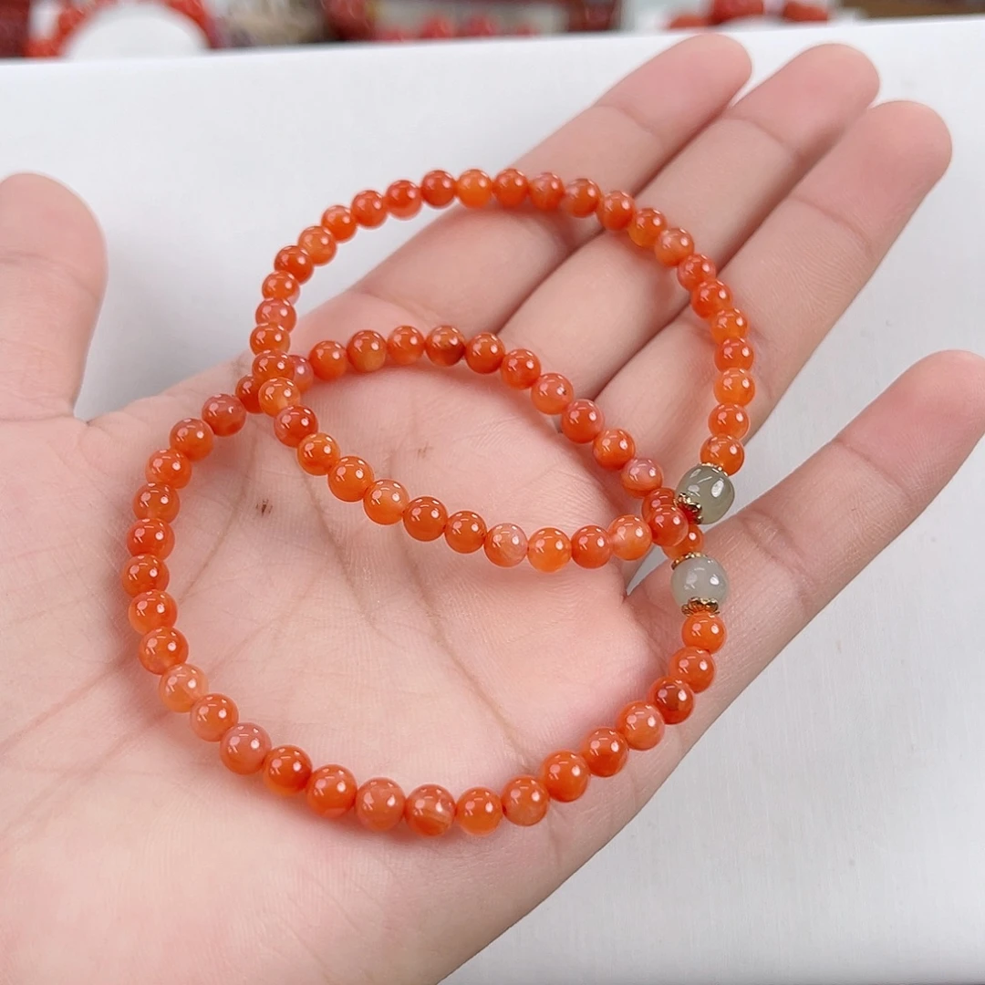 南红玛瑙未镶嵌保山柿子红diy单圈4（多样式发其一）