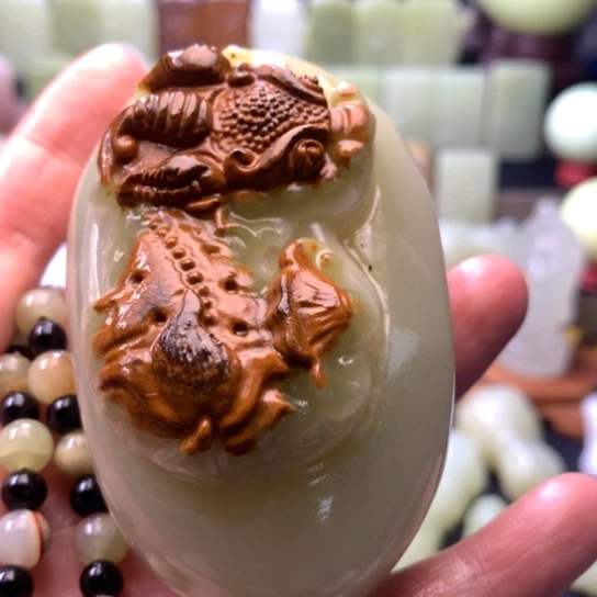 石材方解石手把件