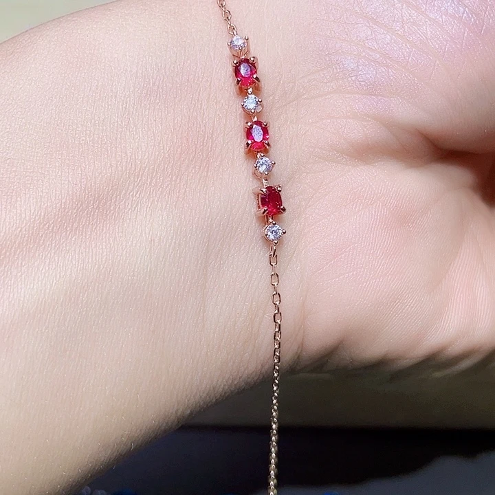 手链银S925镶嵌红宝石