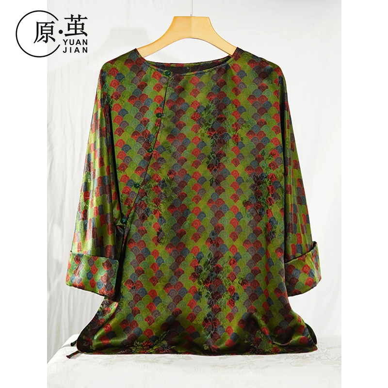 【原茧/祥云】桑蚕丝香云纱国风新中式女夏季通勤时尚百搭衬衫F5278