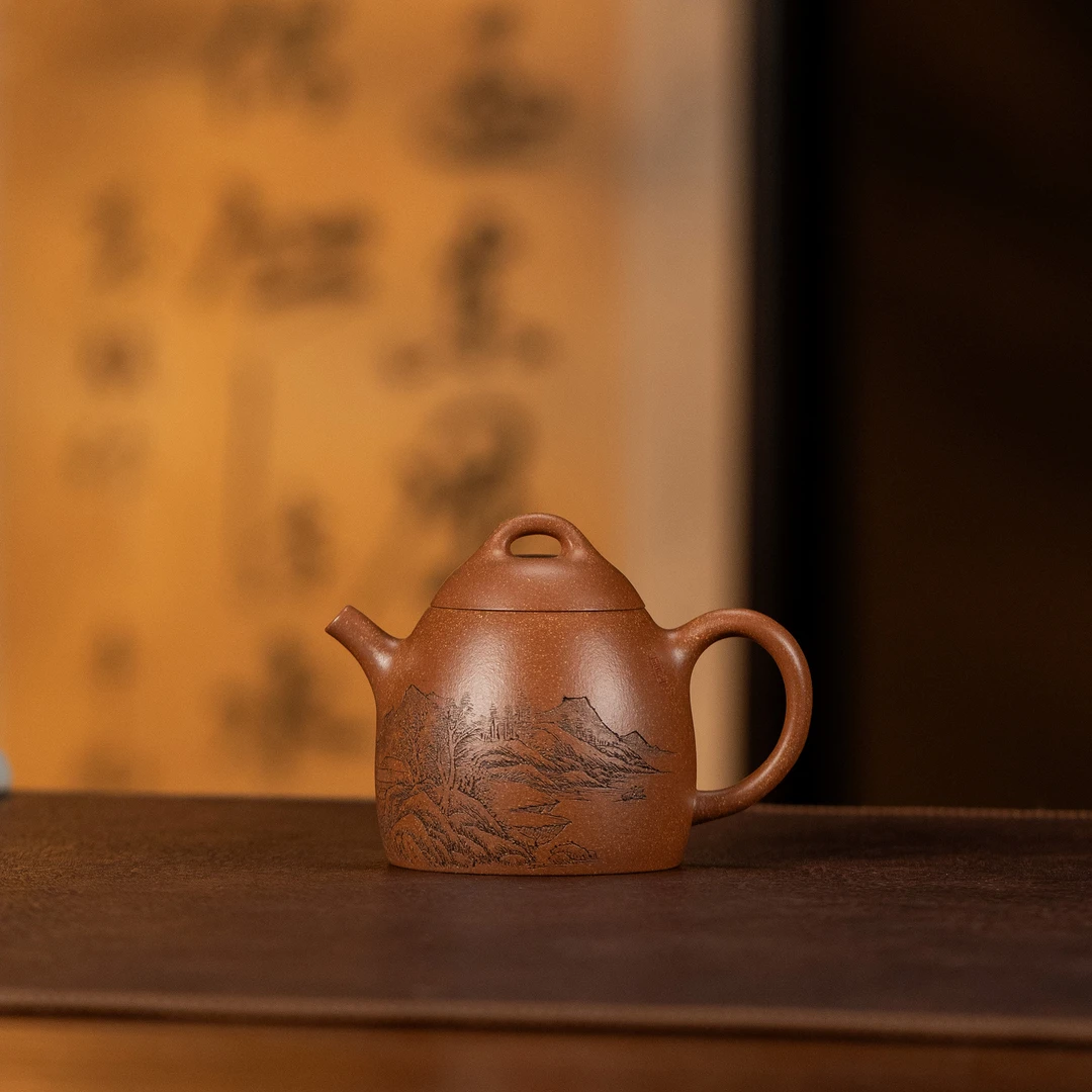 【利贞丨山水-秦权】李建军制 桂花砂170cc 手工制作茶壶茶具