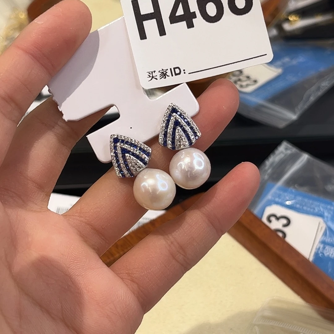 银S925镶嵌耳饰淡水珍珠