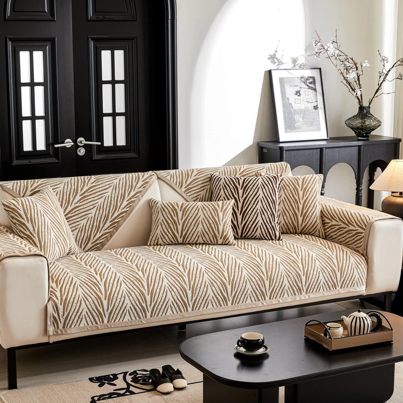 轻奢高级感雪尼尔沙发垫四季通用直排加长坐垫皮沙发套罩盖布座垫