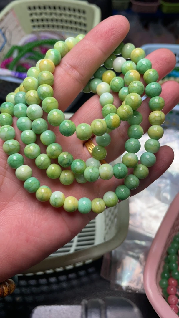 B13  8*108 甘文草果绿龙麟玛瑙手串