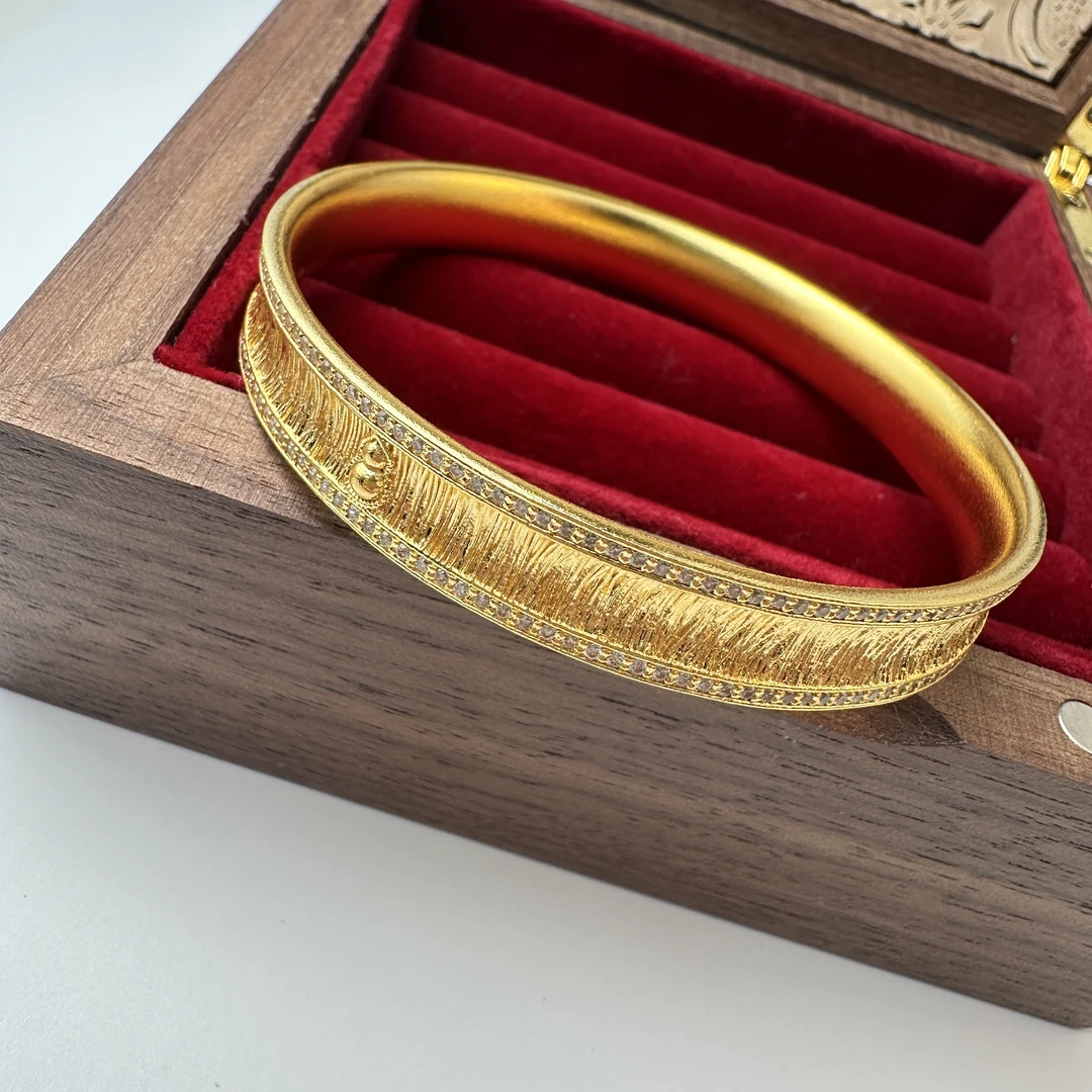 足银手镯 999镶钻拉丝葫芦手镯镂空设计复古宫廷风时尚精美气质