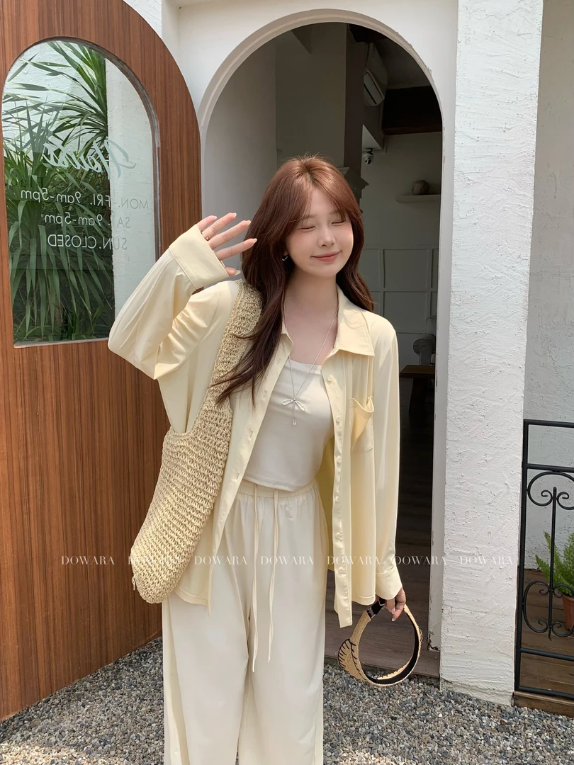 现货8438X大婉酱肉肉微胖定制【UV柔盾】防晒upf200+翻领时尚衬衫