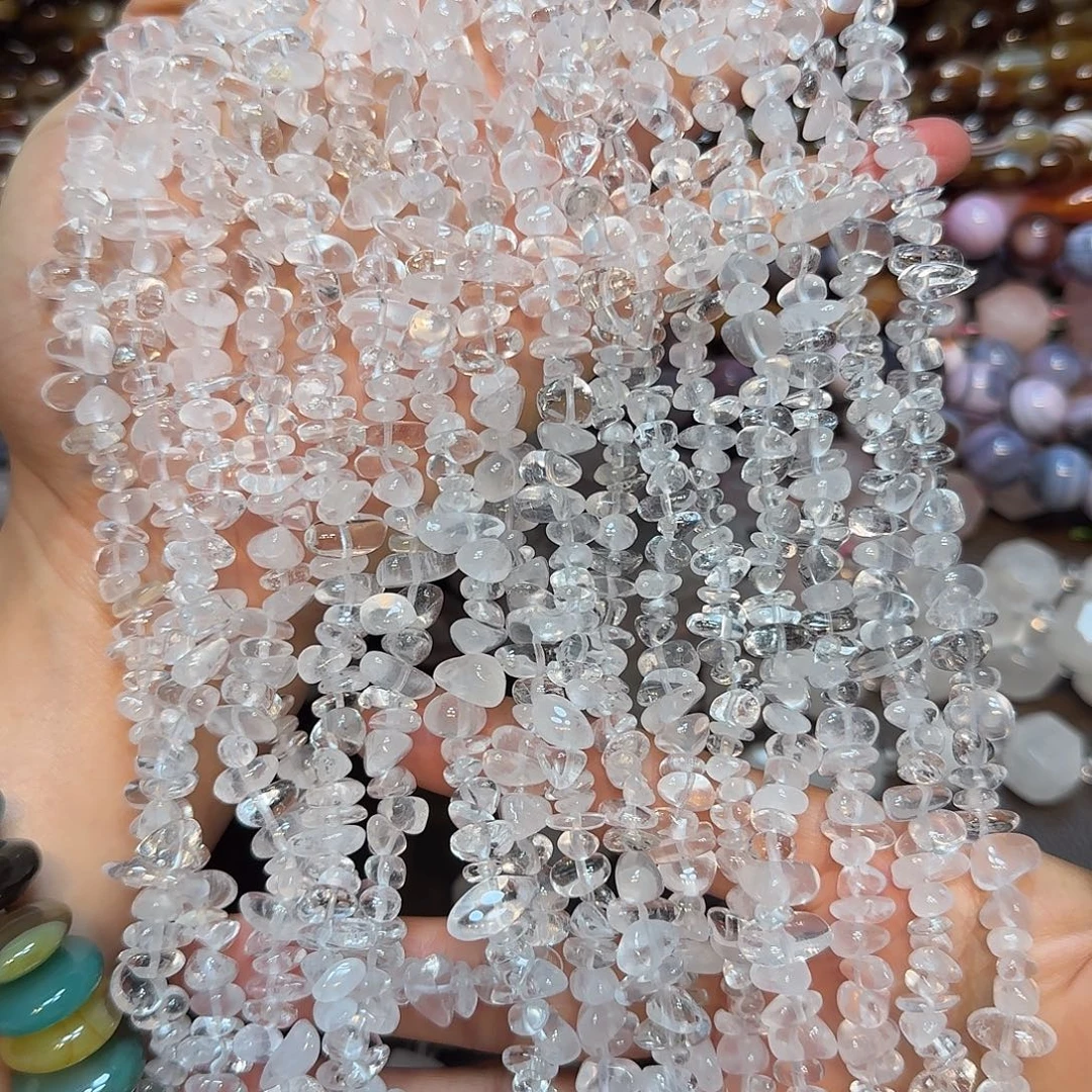 玛瑙/玉髓未镶嵌珠宝半成品天然白水晶绕手4圈