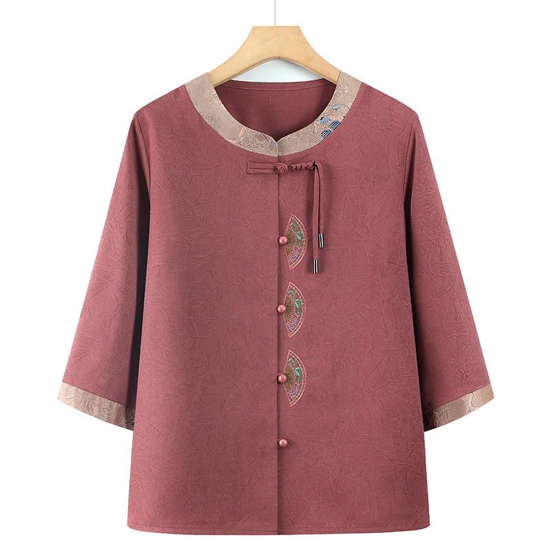 中老年人夏装奶奶衬衫中国风衬衣妈妈装新中式七分袖宽松老人衣服