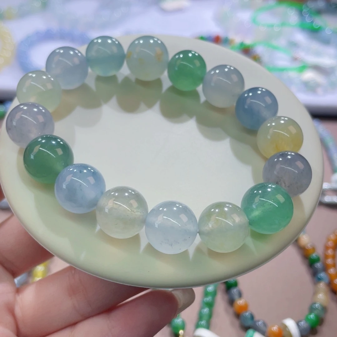 手链翡翠未镶嵌莫兰迪卡12+