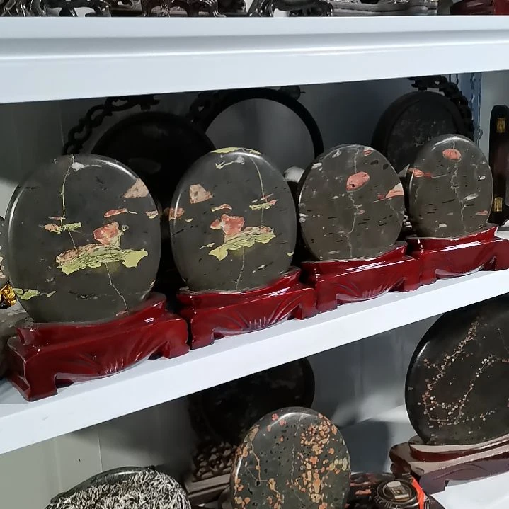 荷花石摆件4个+座