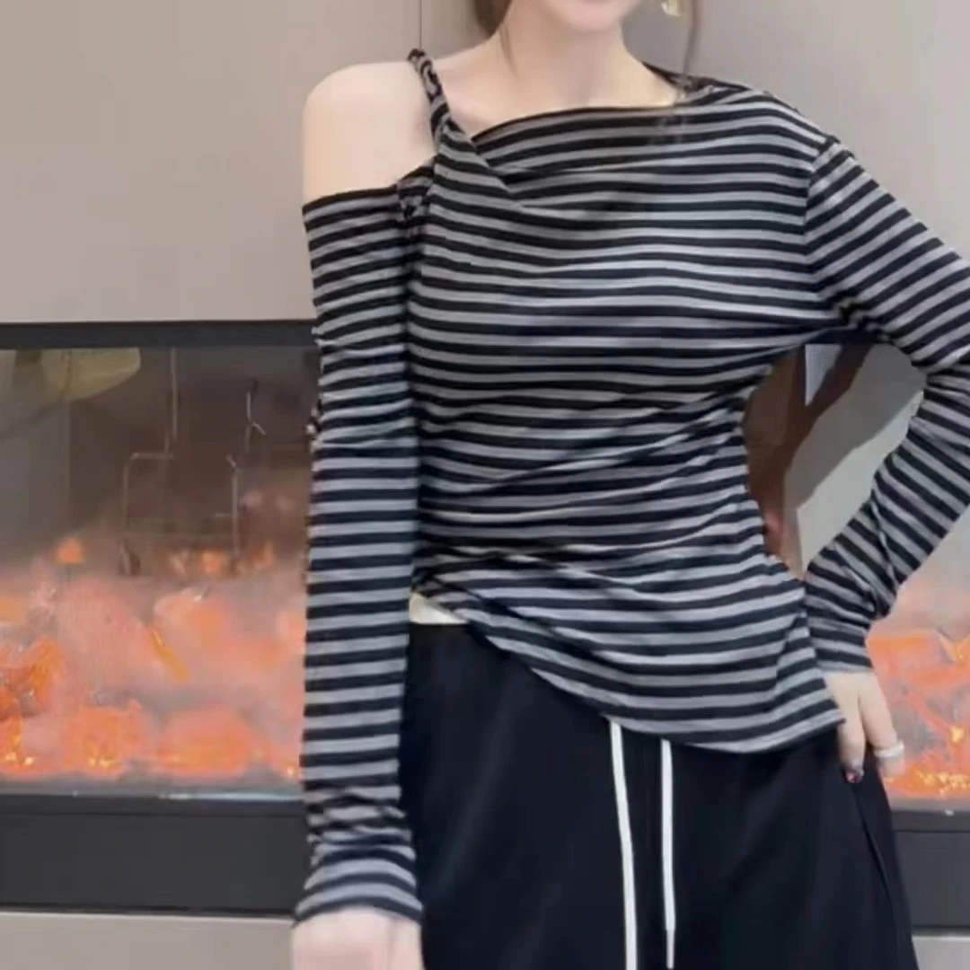 长袖抗起球秋季辣妹风显瘦T恤小众气质