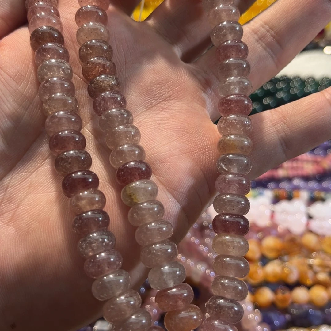 未镶嵌玛瑙/玉髓珠宝半成品草莓晶算盘一条10mm