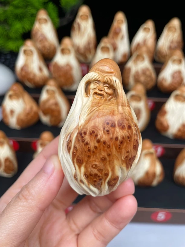 太行崖柏纯手工雕刻手把件摆件生日礼物寿仙寿星公4*6.6cm