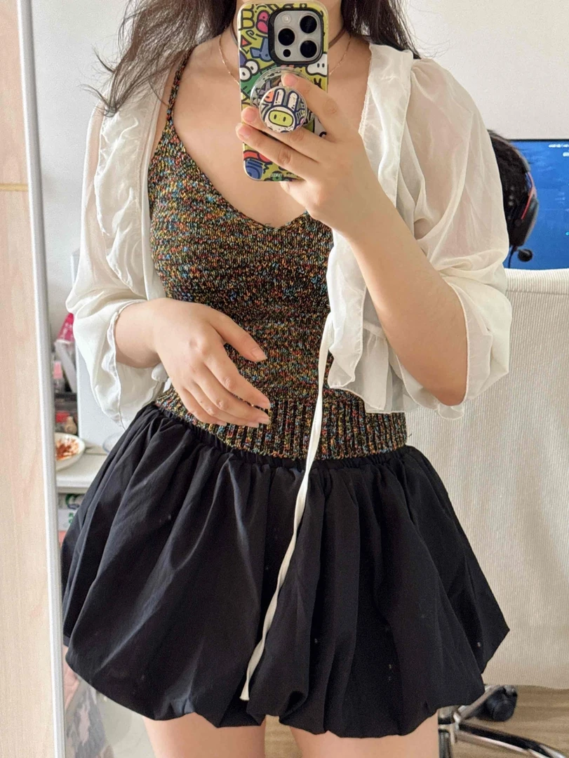 【ASKYO】新品彩虹糖夏季时尚性感修身百搭气质女款针织背心