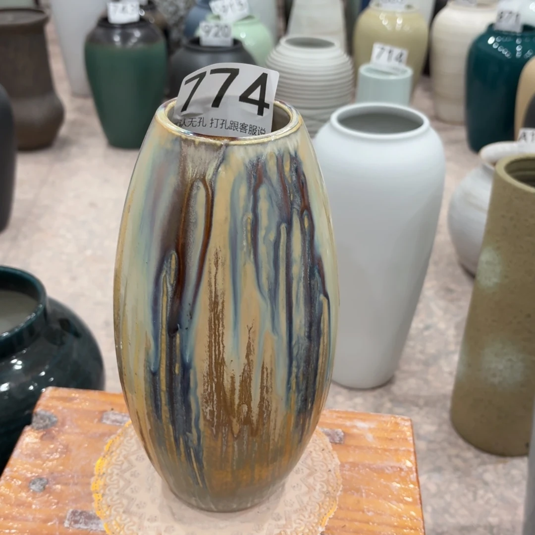 摆件774 景德镇陶瓷花瓶高24口6