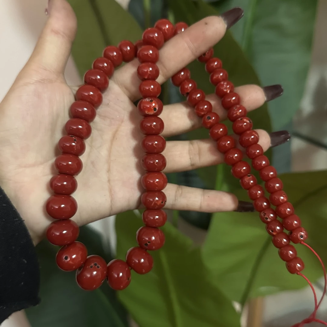 非金属莫桑石项链 新款红色石头百搭民族风女款材质项链