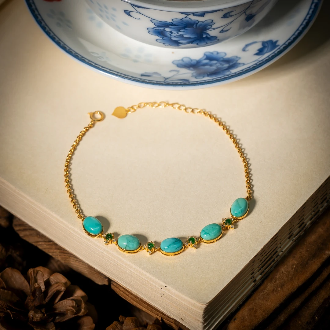 【世间臻宝】18K绿松石雾霾蓝手链/SS222/多样性发一件