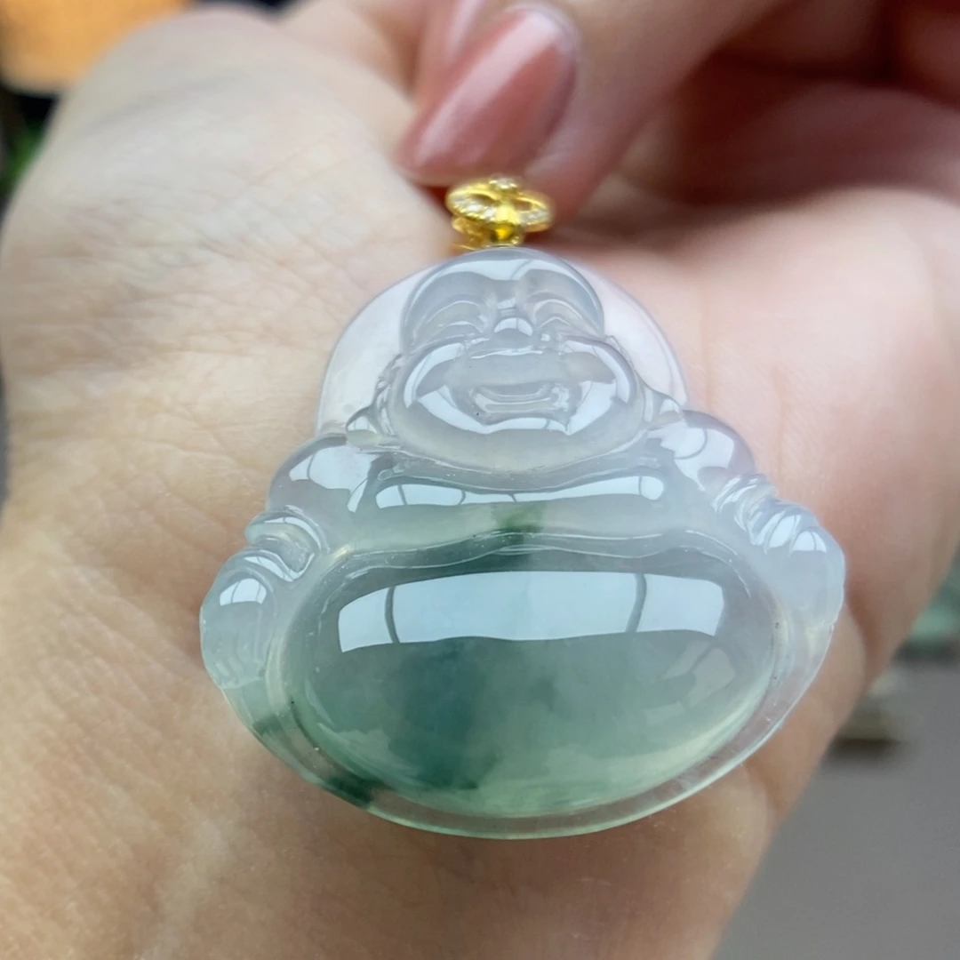 翡翠18K金镶嵌颈饰吊坠27