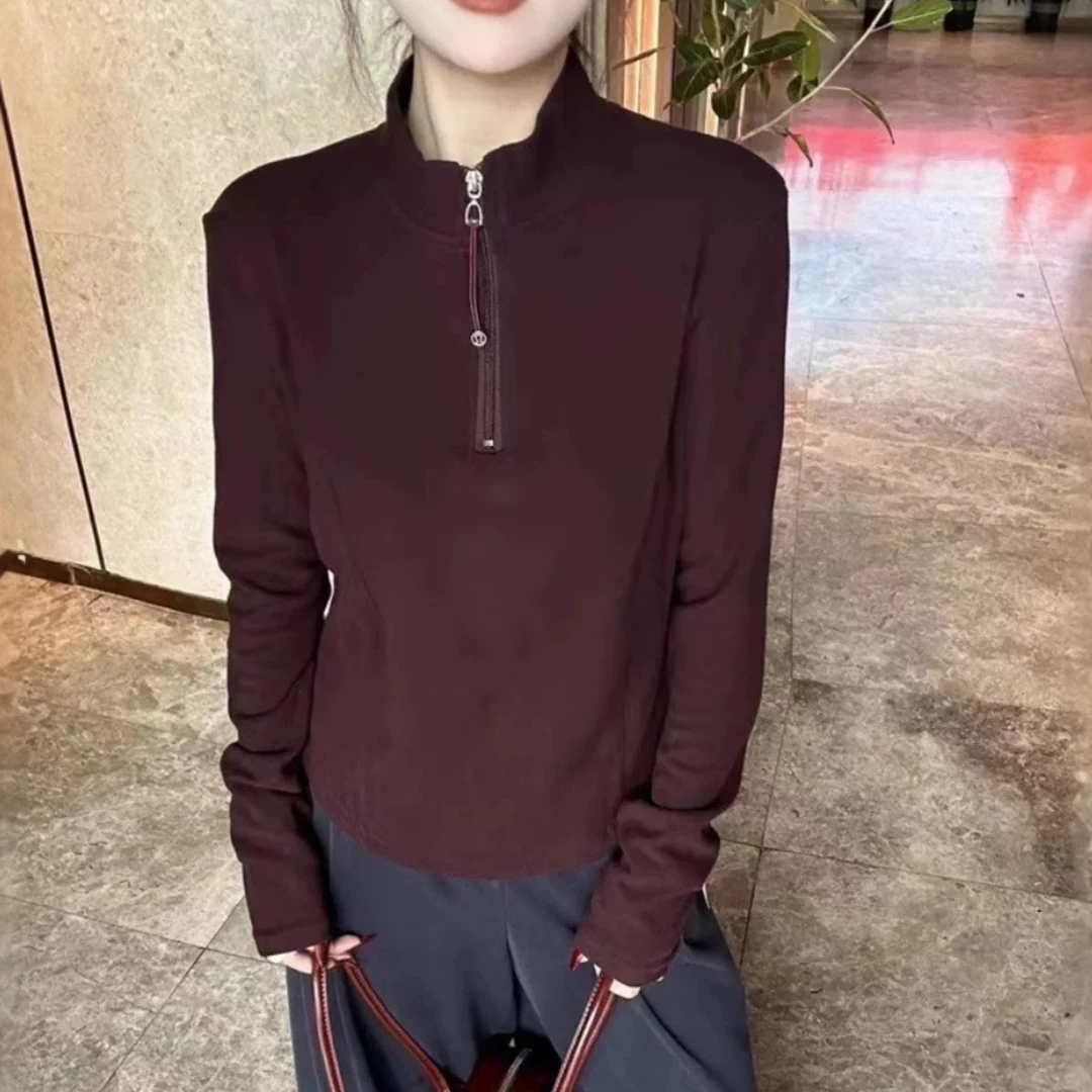 保暖长袖拉链立领纯色T恤打底衫880