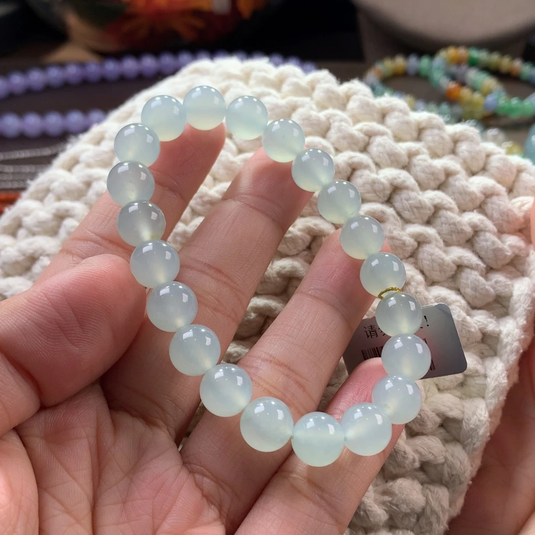翡翠手链未镶嵌卡9冰胶果冻天空蓝手串