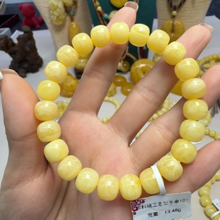 未镶嵌琥珀手串10➕精工满蜜浓蜡花