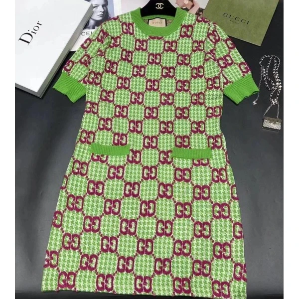 95新 GUCCI/古驰 妃鱼/古驰/丝缎、羊毛、亮片/连衣裙/s零九二三