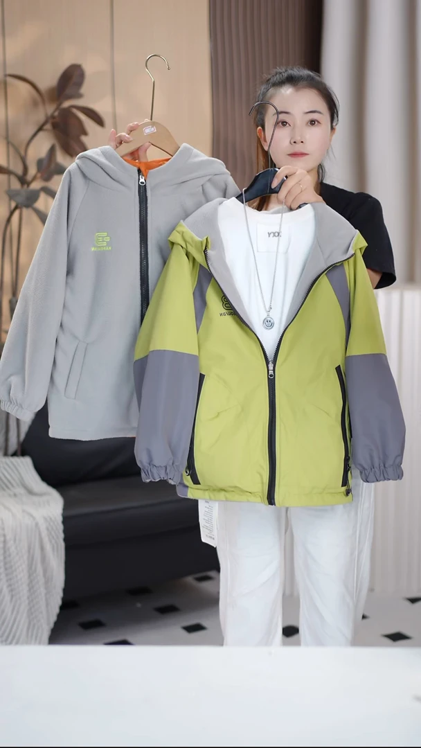 【两面穿外套】2025新款秋冬加绒双面穿外套儿童冲锋衣春秋中大童