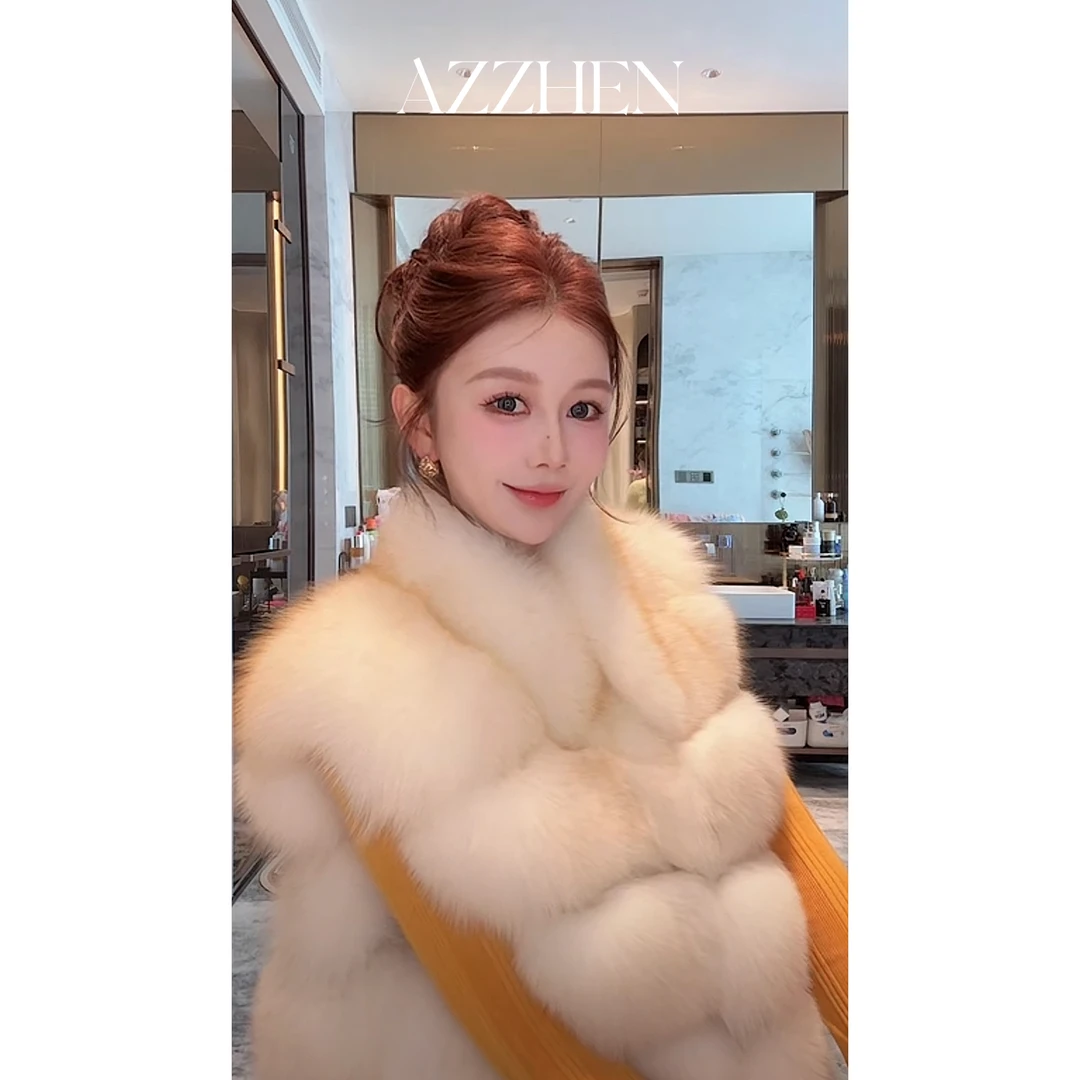 AZZHEN【奇迹暖暖】百百进口蓝狐狸毛拼接进口羊皮皮草AZ5PCH11-CW