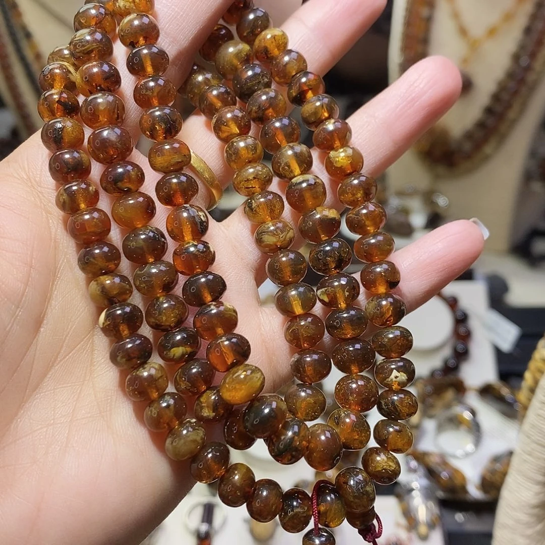 琥珀未镶嵌裸石蜡花8mm福利