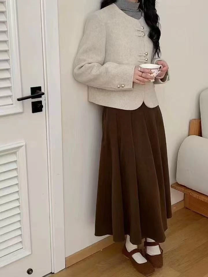 短款新中式双面羊毛大衣女25年圆领小个子毛呢羊毛高级感显瘦外套
