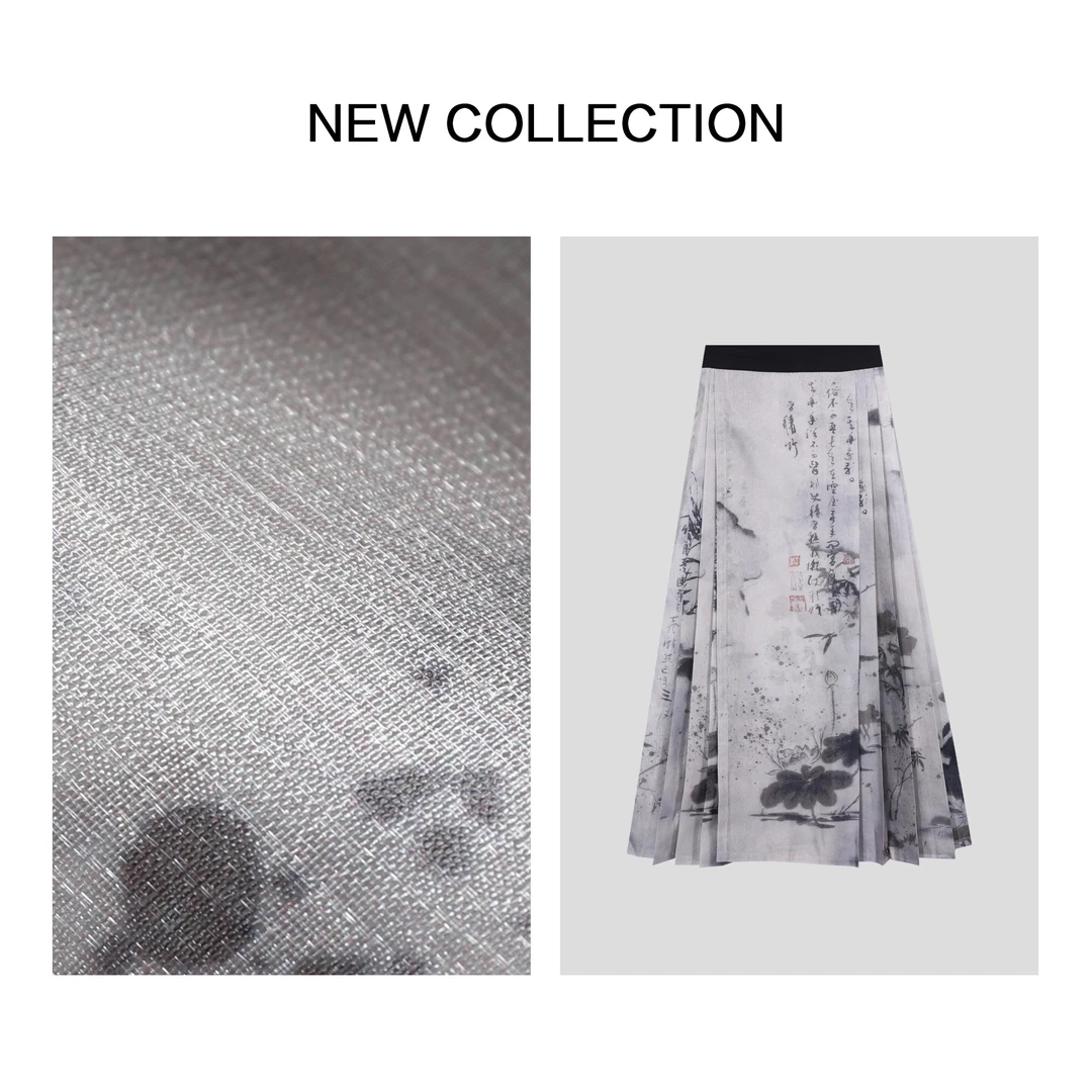 【龙哥专属】E1F28002 古典雅致风轻薄水墨画百褶裙    8002