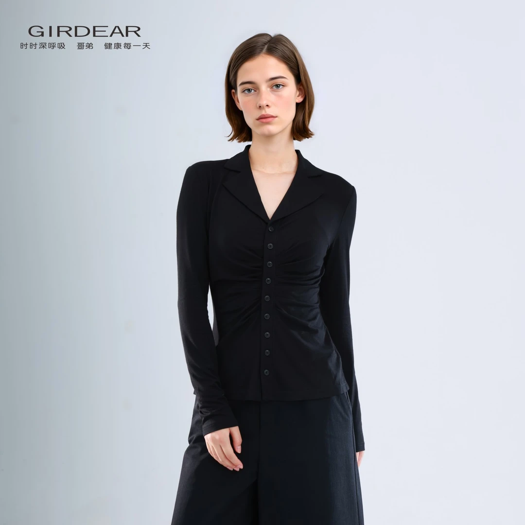 哥弟 品质女装爆款新款高端时尚百搭气质显瘦女士长袖上衣130097