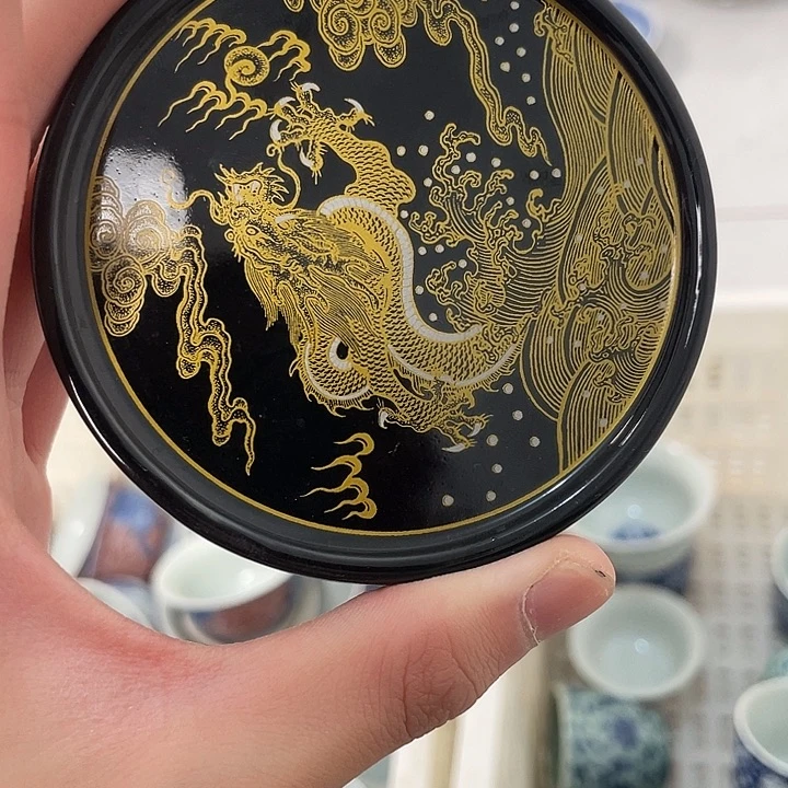 陶摆件景德镇墨龙盖置jjj