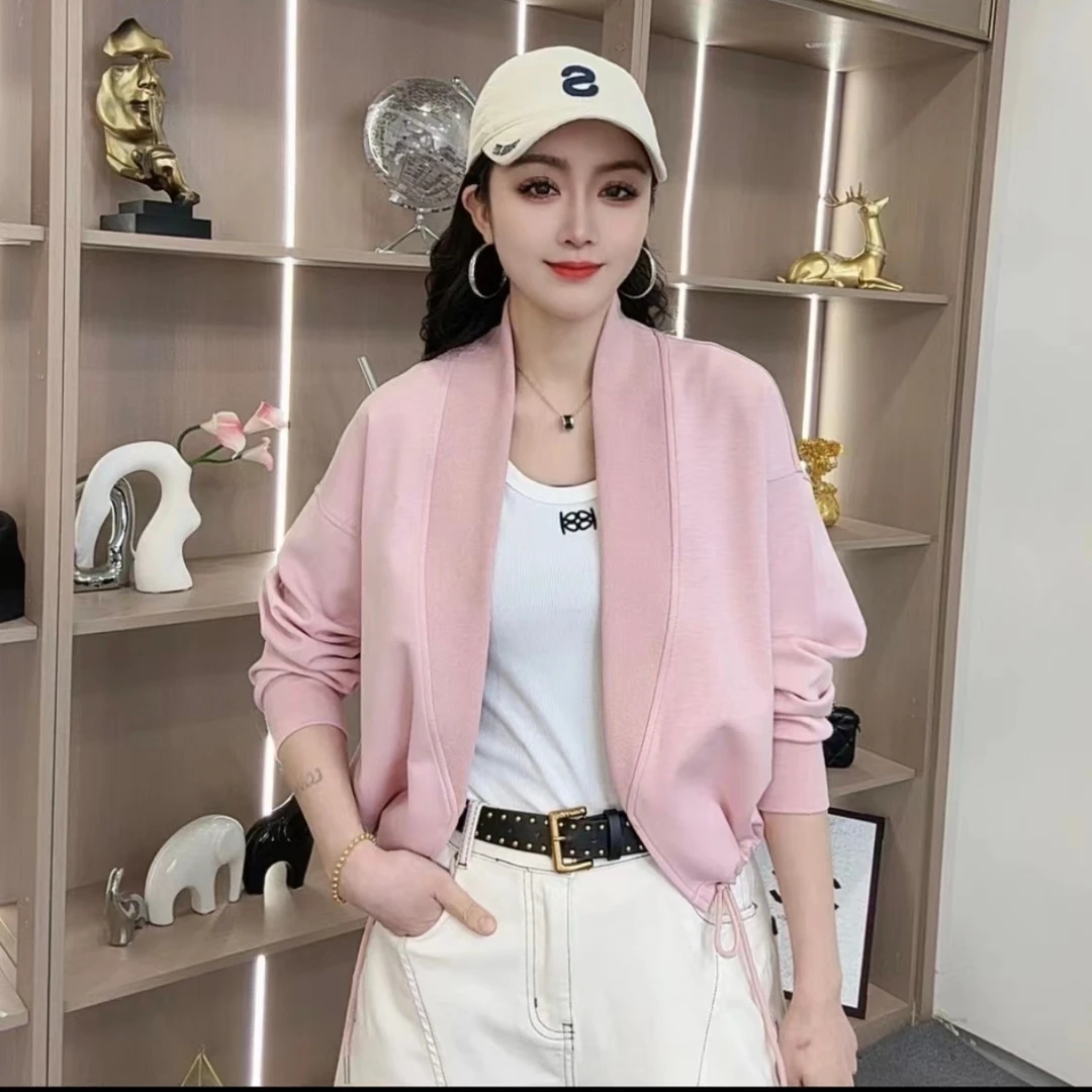 2025春季新品时尚百搭显瘦休闲修身纯色设计感女士外套上衣7875