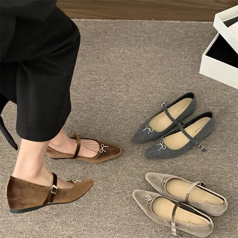 韩系复古内增高小个子玛丽珍鞋女配裙子温柔小众晚晚鞋丝绒豆豆鞋