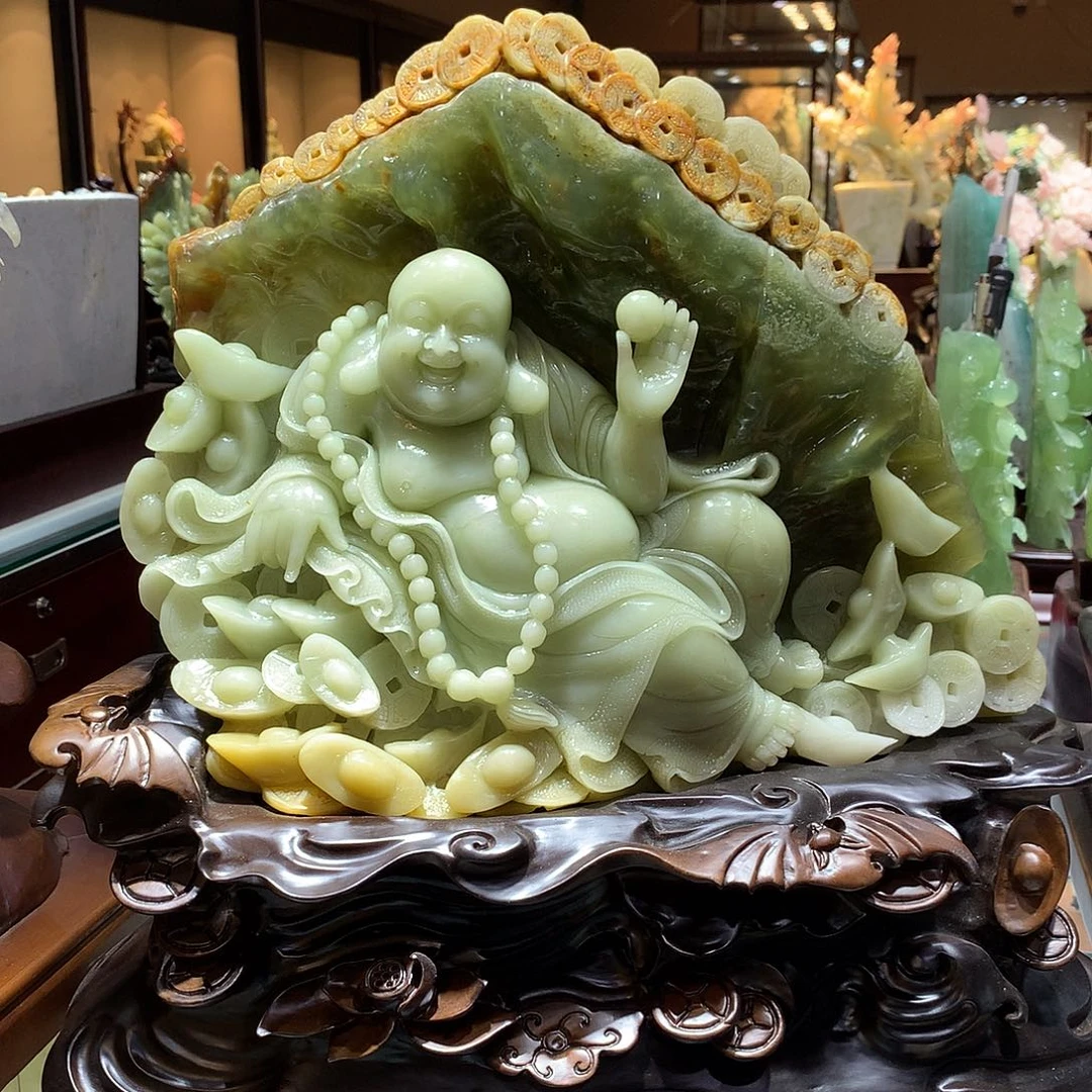 未镶嵌蛇纹石玉摆件岫玉