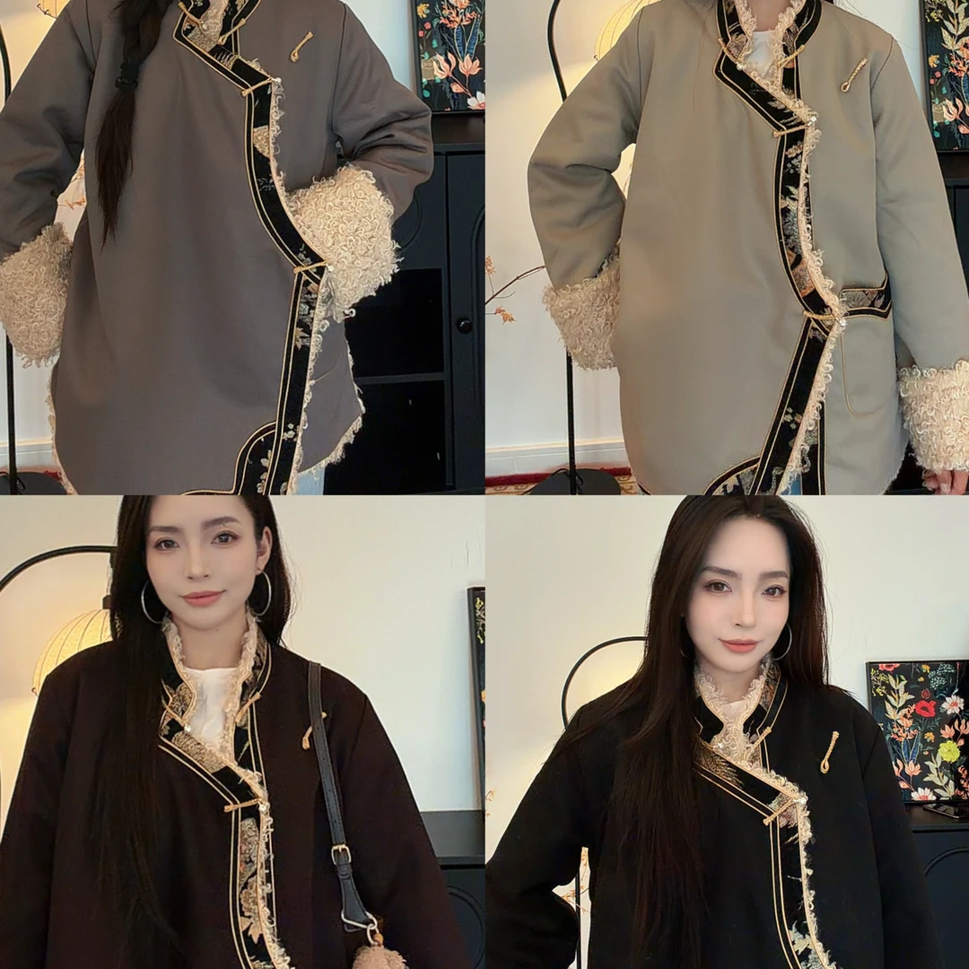 冬季加厚男女同款藏式加毛保暖传统经典外套