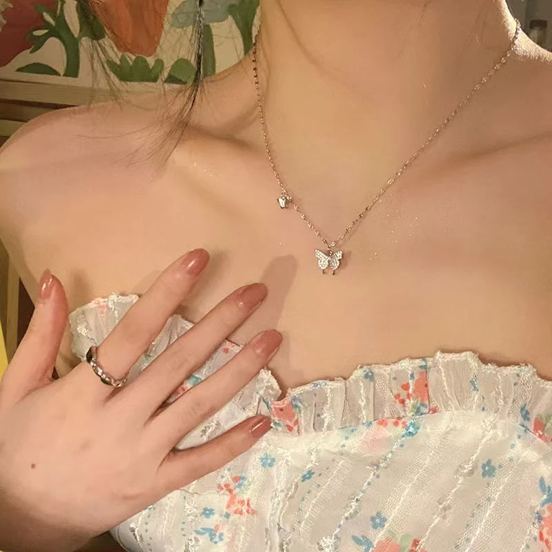 合金项链 【新店】冲销量礼物骨感百搭颈链甜美蝴蝶气质简约项链