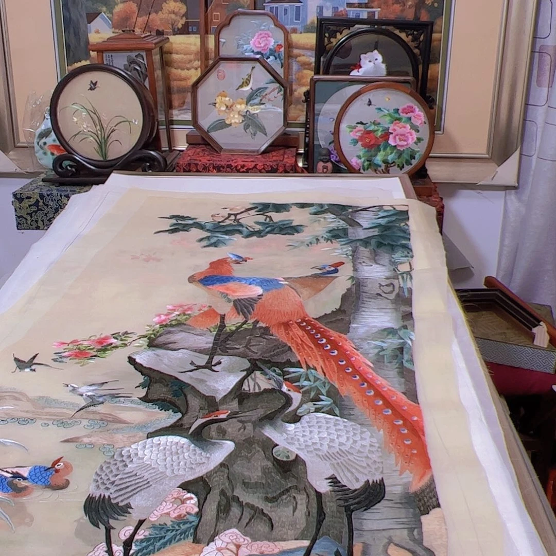 刺绣甘*纯手工刺绣画