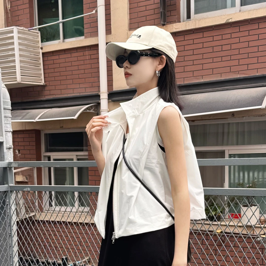 IDENTIFIES/易缔媤工字型时尚女百搭马夹立领薄款无袖马甲D40086