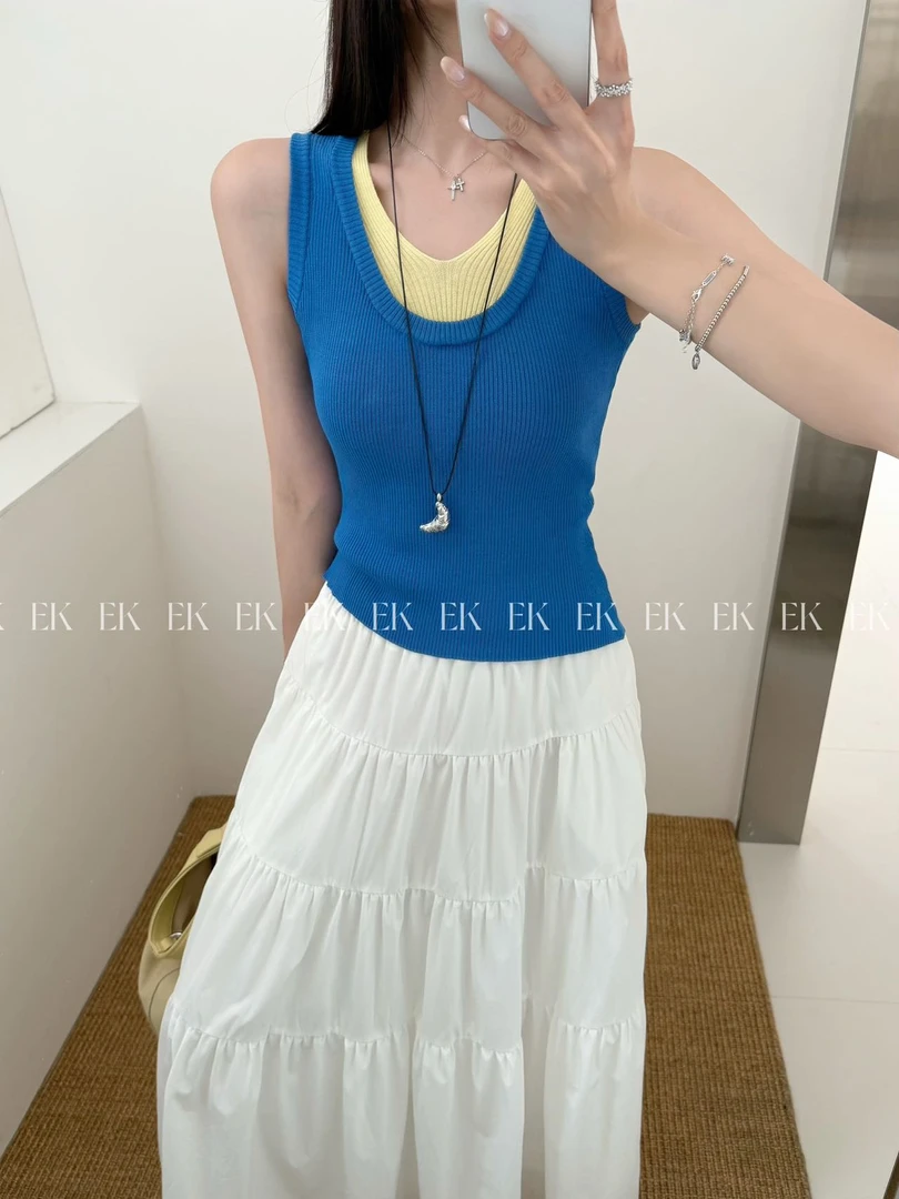 EK2025年夏季新款百搭显瘦吊带背心女修身显瘦辣妹短款上衣1032