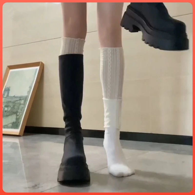 袜套堆堆袜冬季女款2025新款白色蕾配靴子叠穿骑士靴袜长筒靴腿套