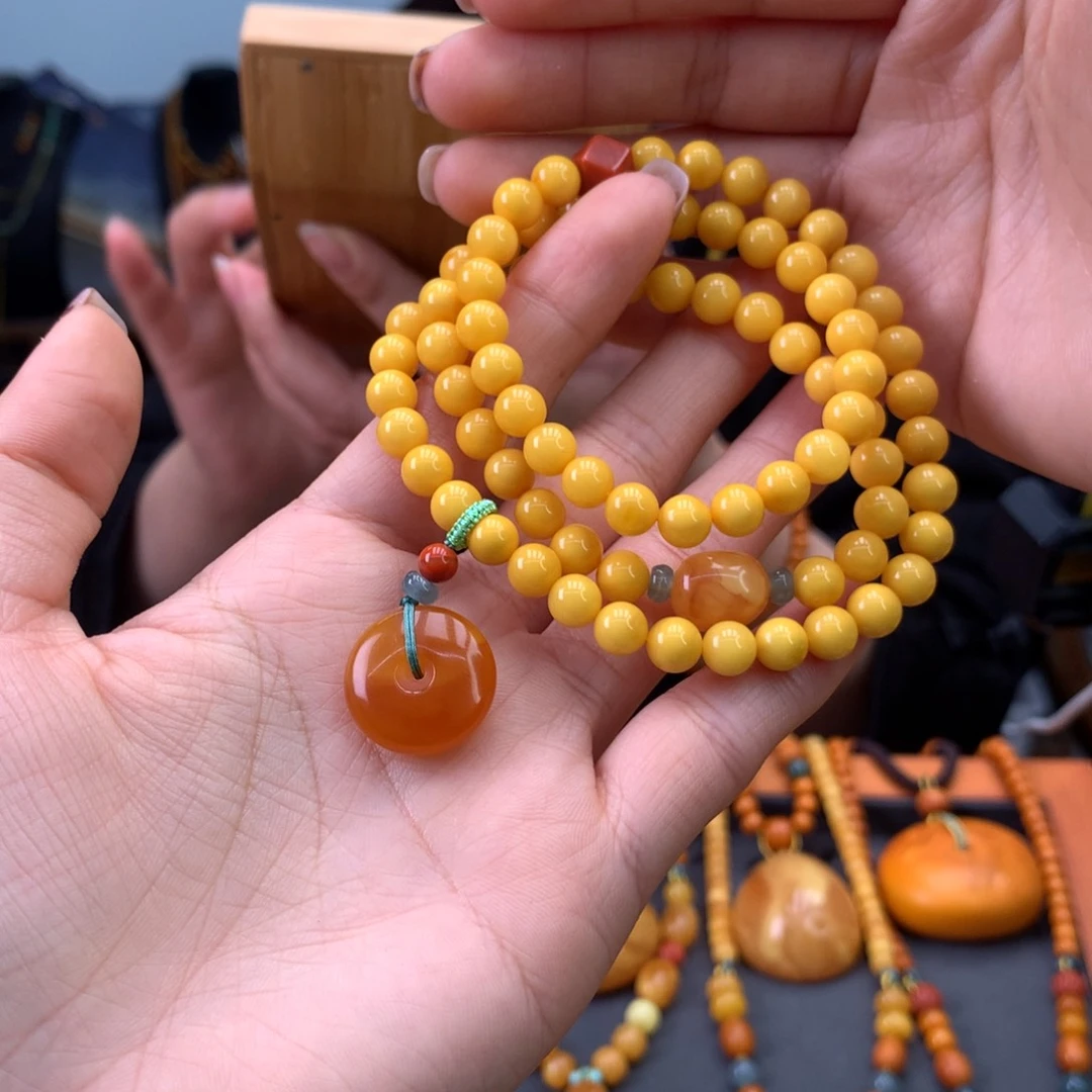 蜜蜡手串未镶嵌天然