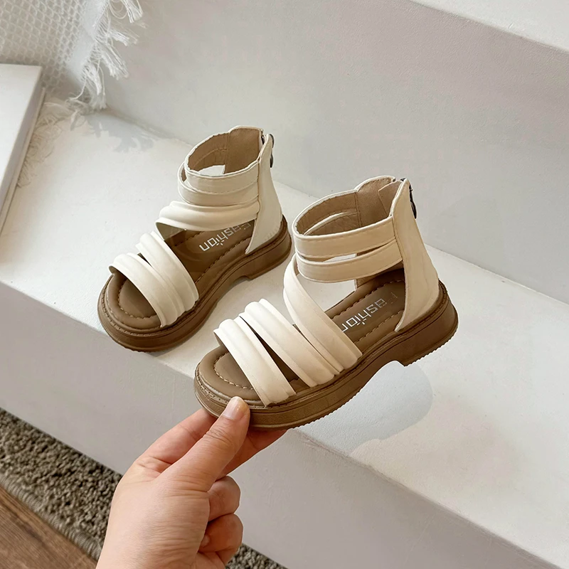 女童凉鞋儿童洋气公主鞋子2025夏季新款小女孩韩系宝宝夏天罗马鞋