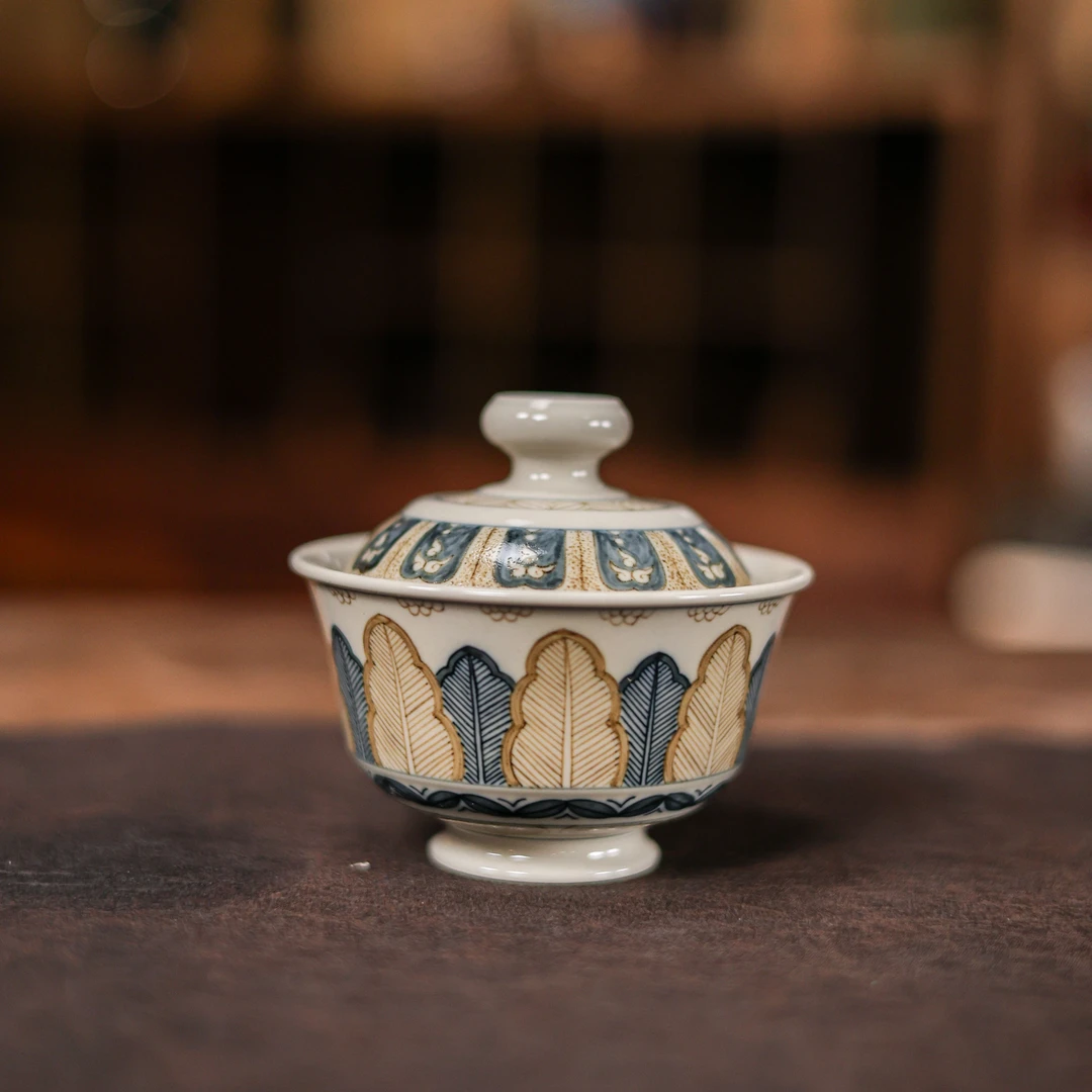 【非遗好物】【非遗好物】立勤堂青花釉里芭蕉家大业大马蹄盖碗（YLJGW