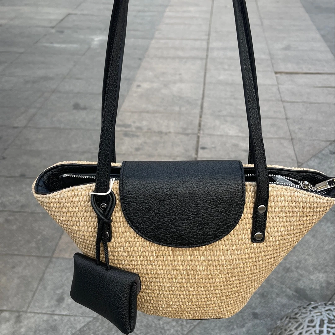 【大霏同款包包都在这里⬇️】简约拼接水桶包气质单肩包休闲包