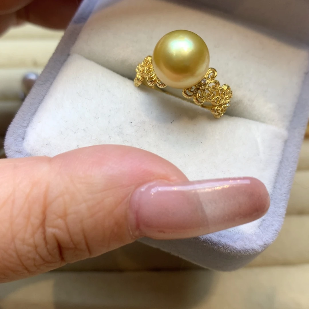 银S925镶嵌戒指海水珍珠